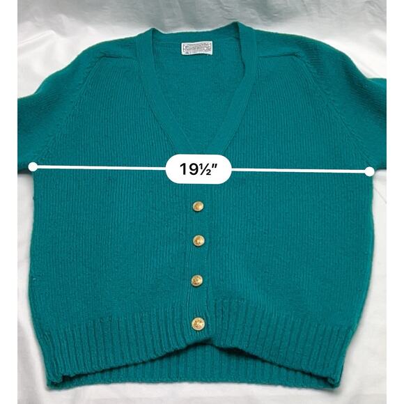 Vtg Pendleton Button Cardigan 100% Virgin Wool Teal Green Sweater Women's Size M - Picture 7 of 8